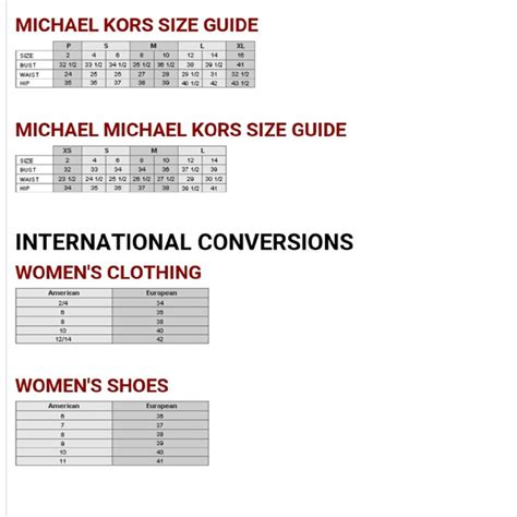 michael kors 0x size chart|michael kors sneakers size chart.